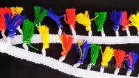 Thumbnail for Multicoloured Tassels, White Threads Fringe Trim