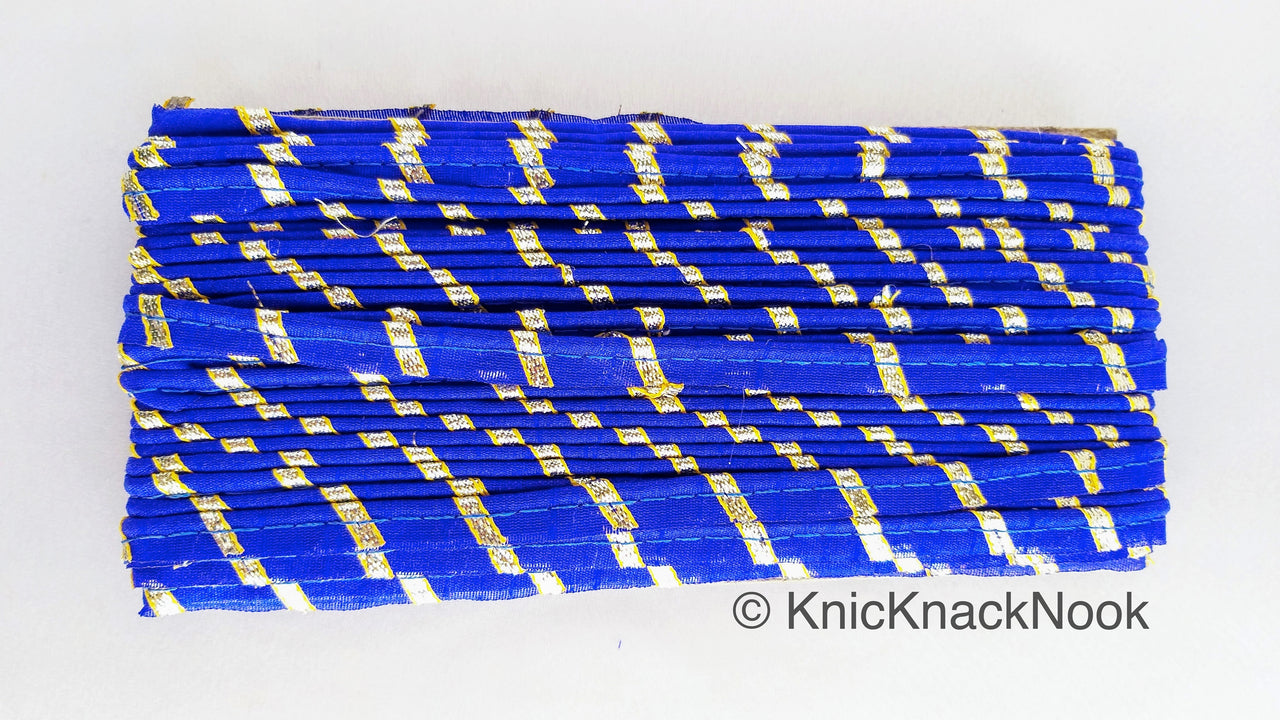 Royal Blue And Gold Stripes Piping Cord Trim