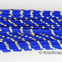 Thumbnail for Royal Blue And Gold Stripes Piping Cord Trim, Approx. 8 mm wide, One Yard Trim