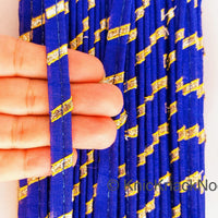 Thumbnail for Royal Blue And Gold Stripes Piping Cord Trim, Approx. 8 mm wide, One Yard Trim
