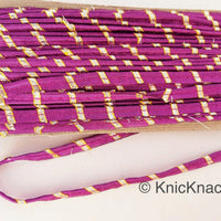 Thumbnail for Dark Purple And Gold Stripes Piping Cord Trim, Approx. 8 mm wide, One Yard Trim