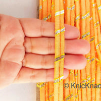 Thumbnail for Peach Orange And Gold Stripes Piping Cord Trim, Approx. 8 mm wide, One Yard Trim