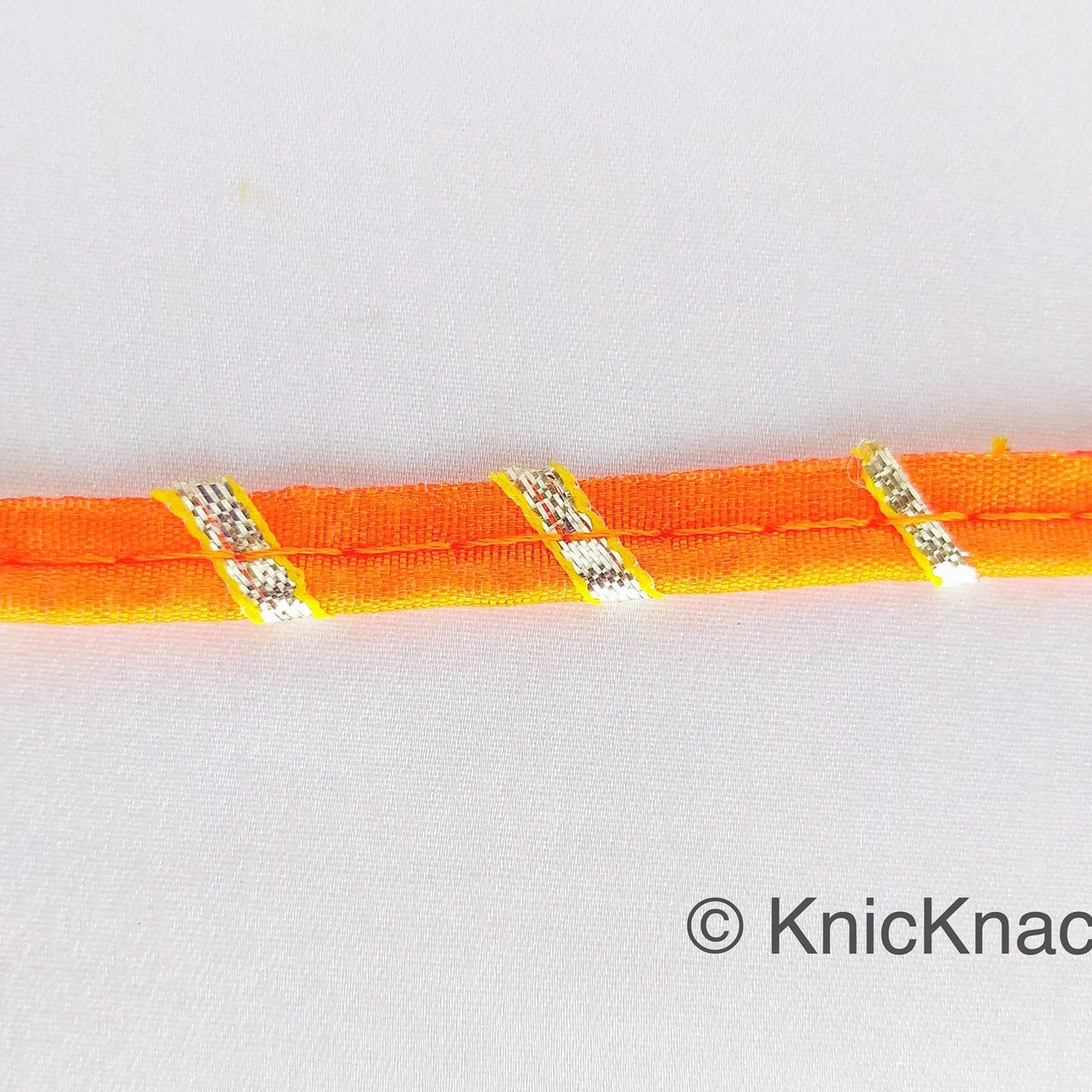 Orange And Gold Stripes Piping Cord Trim, Approx. 8 mm wide, One Yard Trim