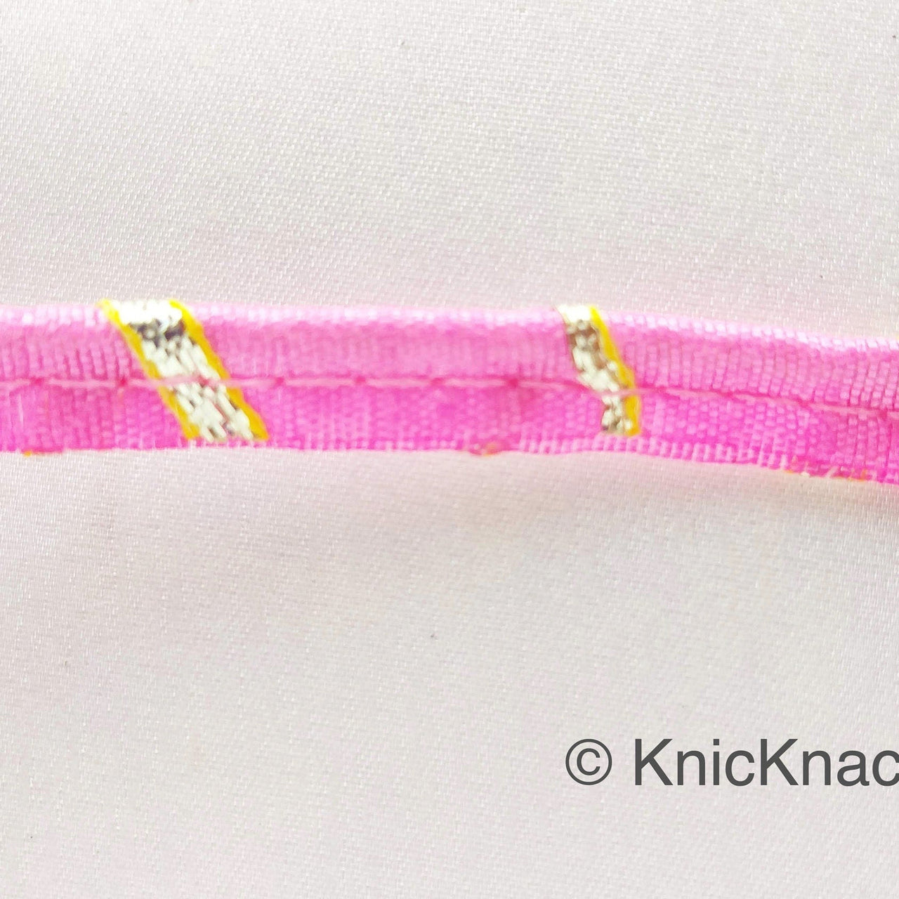 Pink And Gold Stripes Piping Cord Trim, Approx. 8 mm wide, One Yard Trim