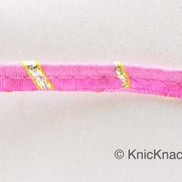 Thumbnail for Deep Blush Pink And Gold Stripes Piping Cord Trim, Approx. 8 mm wide, One Yard Trim