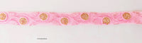 Thumbnail for Pink Net Lace Trim In  Floral Embroidery And Glitter Gold Sequins, , Wedding Trims