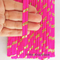 Thumbnail for Fuchsia Pink And Gold Stripes Piping Cord Trim, Approx. 8 mm wide, One Yard Trim