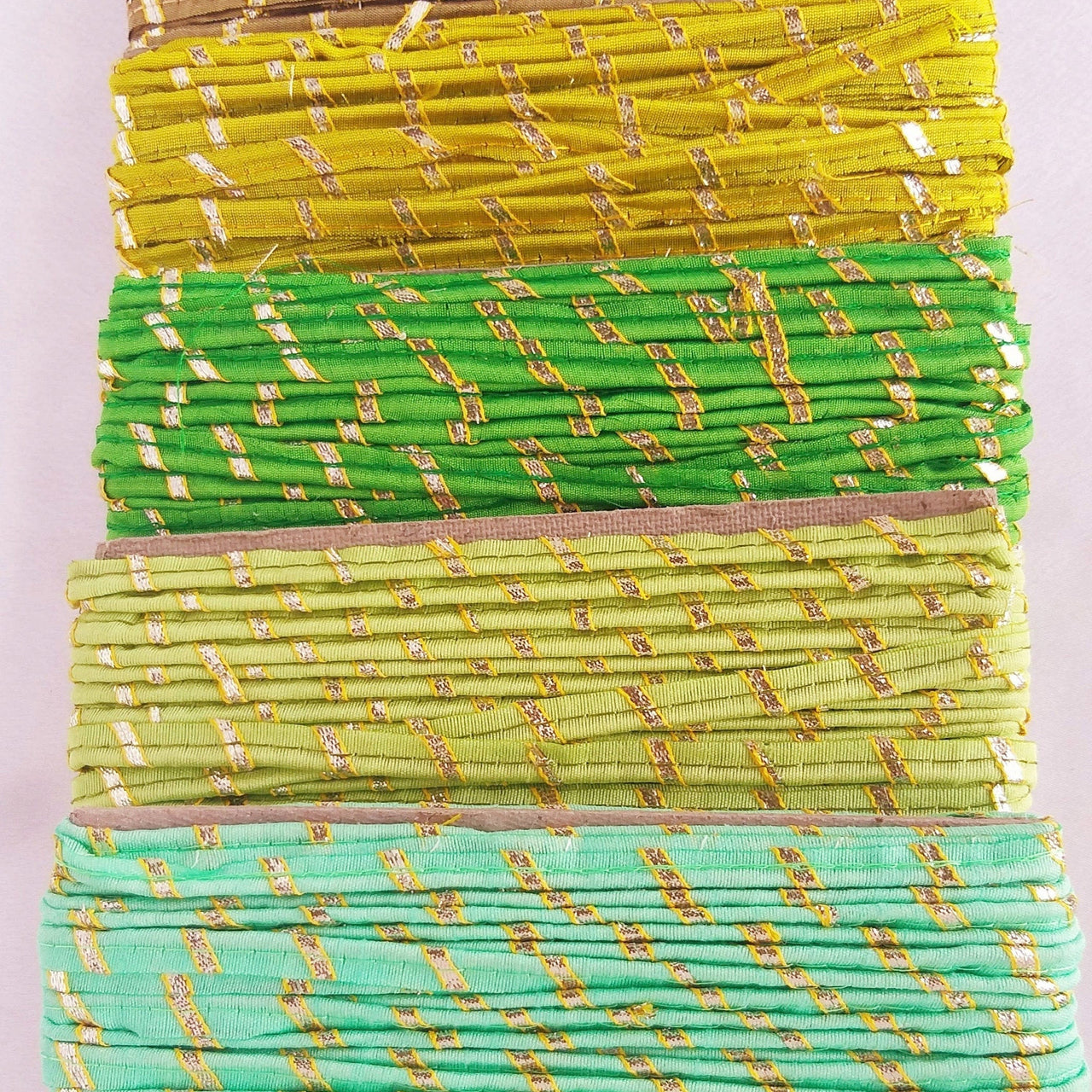 Olive Green And Gold Stripes Piping Cord Trim, Approx. 8 mm wide, One Yard Trim