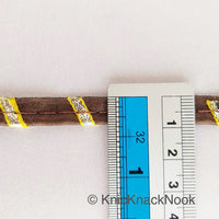Thumbnail for Brown And Gold Stripes Piping Cord Trim, Approx. 8 mm wide, One Yard Trim
