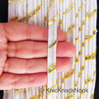 Thumbnail for White And Gold Stripes Piping Cord Trim, Approx. 8 mm wide, One Yard Trim
