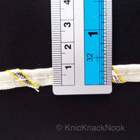 Thumbnail for Off White And Gold Stripes Piping Cord Trim, Approx. 8 mm wide, One Yard Trim