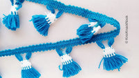 Thumbnail for Blue and White Tassel With Blue Thread Lace Trim, Fringe Trim, Tassels