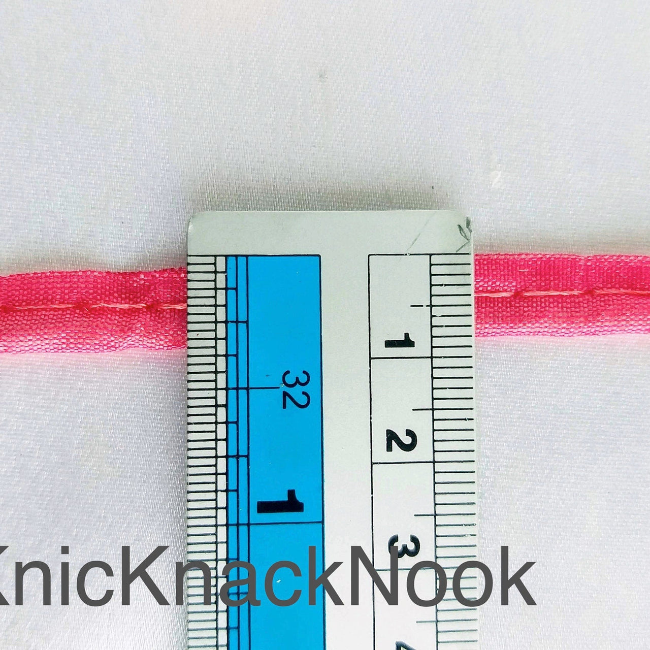 2mm Flanged Insertion Piping on 9mm Band, Dark Pink Art Silk Fabric Trim, Cord piping Trim