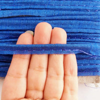 Thumbnail for 2mm Flanged Insertion Piping on 9mm Band, Blue Art Silk Fabric Trim, Cord piping Trim