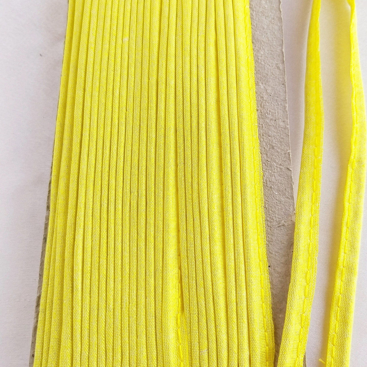 2mm Flanged Insertion Piping on 9mm Band, Yellow Art Silk Fabric Trim, Cord piping Trim