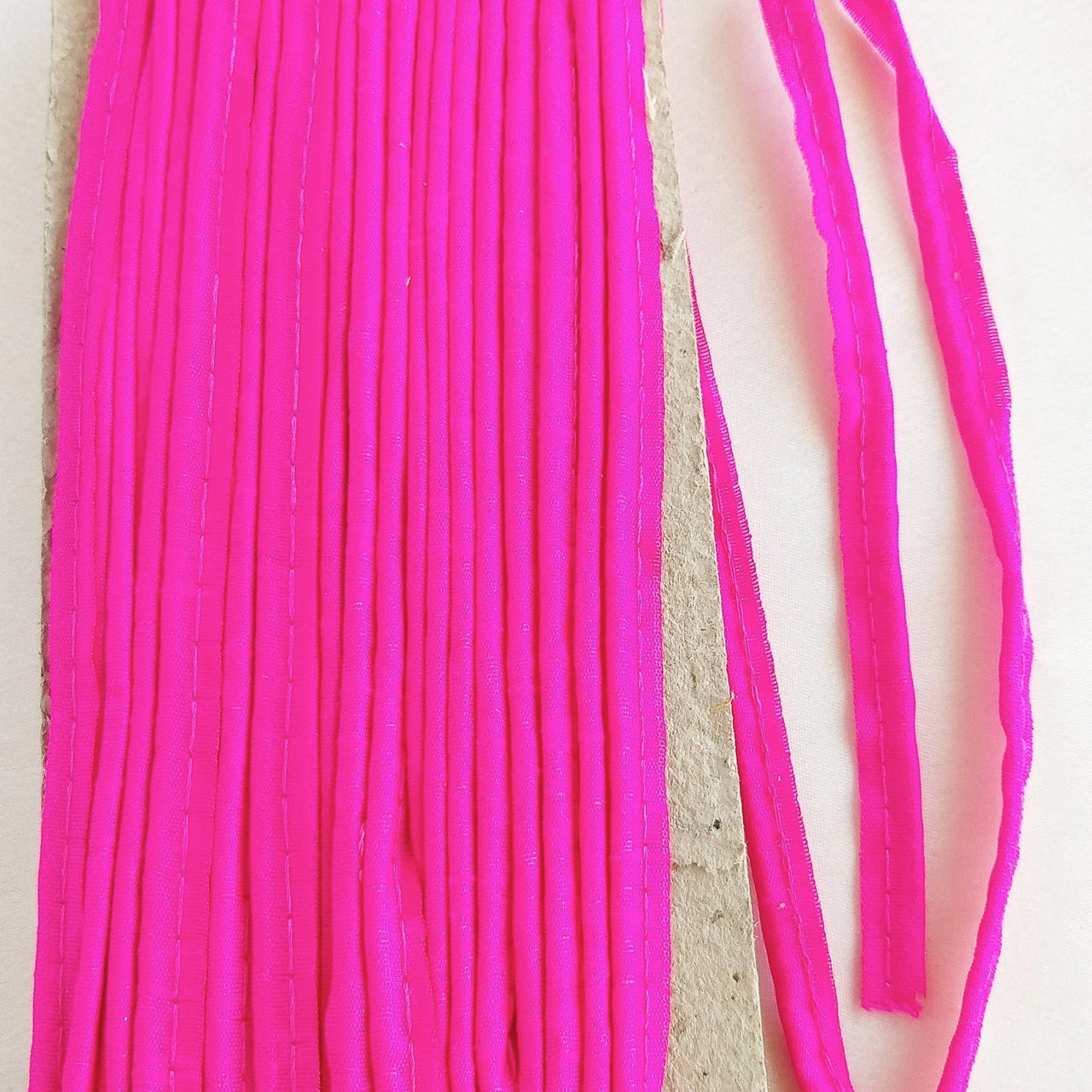 2mm Flanged Insertion Piping on 9mm Band, Fuchsia Pink Art Silk Fabric Trim, Cord piping Trim