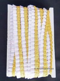 Thumbnail for Satin, White & Gold Pleated Lace Trim,  Trim