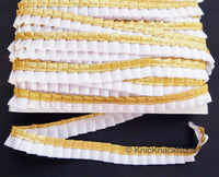 Thumbnail for Satin, White & Gold Pleated Lace Trim,  Trim