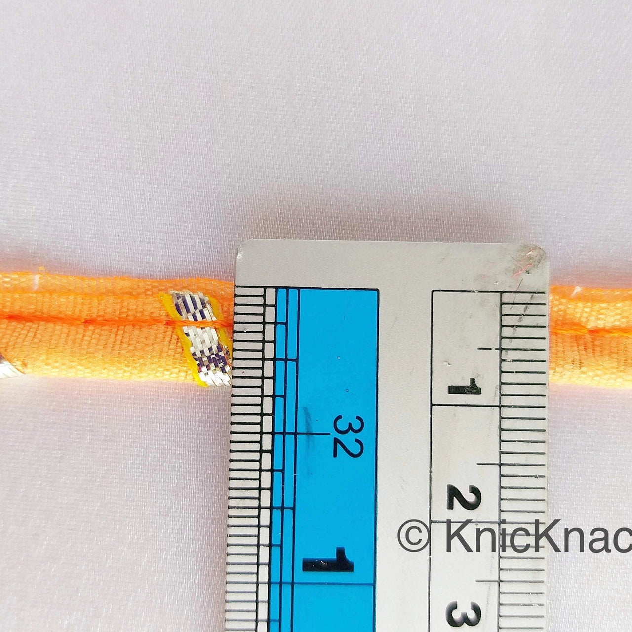 Peach Orange And Gold Stripes Piping Cord Trim, Approx. 8 mm wide, One Yard Trim