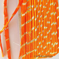 Thumbnail for Orange And Gold Stripes Piping Cord Trim, Approx. 8 mm wide, One Yard Trim