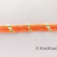 Thumbnail for Dark Salmon And Gold Stripes Piping Cord Trim, Approx. 8 mm wide, One Yard Trim