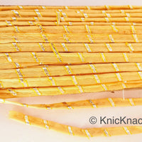 Thumbnail for Wheat Brown And Gold Stripes Piping Cord Trim, Approx. 8 mm wide, One Yard Trim