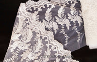 Thumbnail for White Net Trim With Beautiful Floral Embroidery, Approx. 10.5 Inches wide, Lace Trim