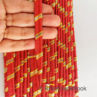 Thumbnail for Maroon Red And Gold Stripes Piping Cord Trim, Approx. 8 mm wide, One Yard Trim