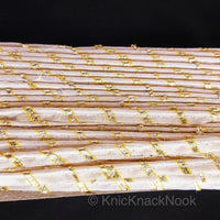 Thumbnail for White And Gold Stripes Piping Cord Trim, Approx. 8 mm wide, One Yard Trim