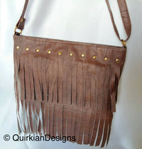 Thumbnail for Dark Brown Fake Leather Tassels Bag, Day HandBag, Shopping Handbag, Faux Leather Bag, Office Wear