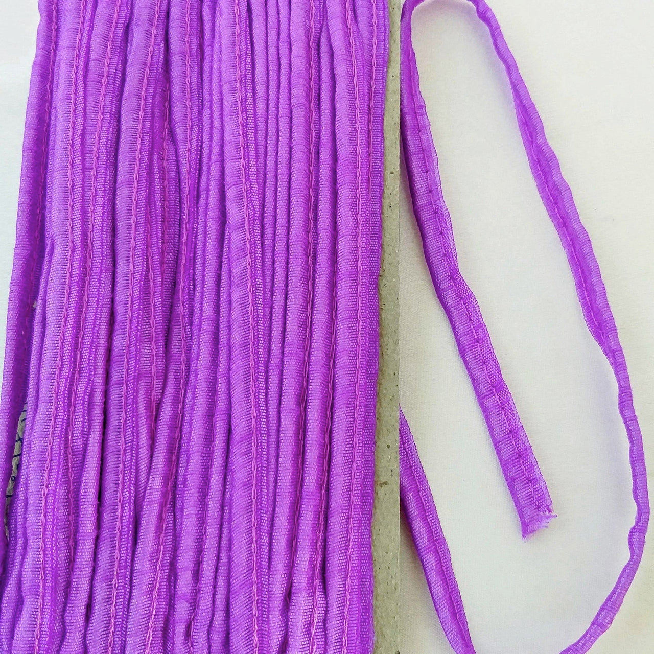 2mm Flanged Insertion Piping on 9mm Band, Violet Purple Art Silk Fabric Trim, Cord piping Trim