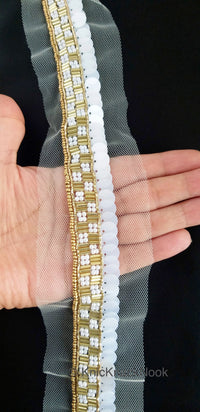 Thumbnail for White Net Lace, Exclusive Laces, Sequinned Trimming