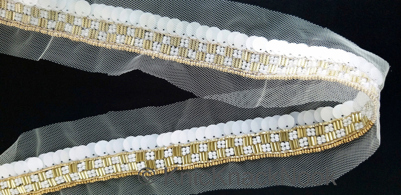 White Net Lace, Exclusive Laces, Sequinned Trimming
