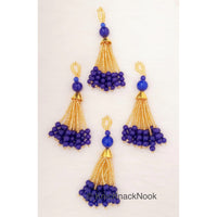Thumbnail for Blue and Gold Beads Tassels Latkan, Indian Latkans, Gold Beaded Danglers