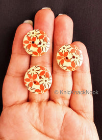 Thumbnail for Red And Black Floral Print Round Wood Buttons