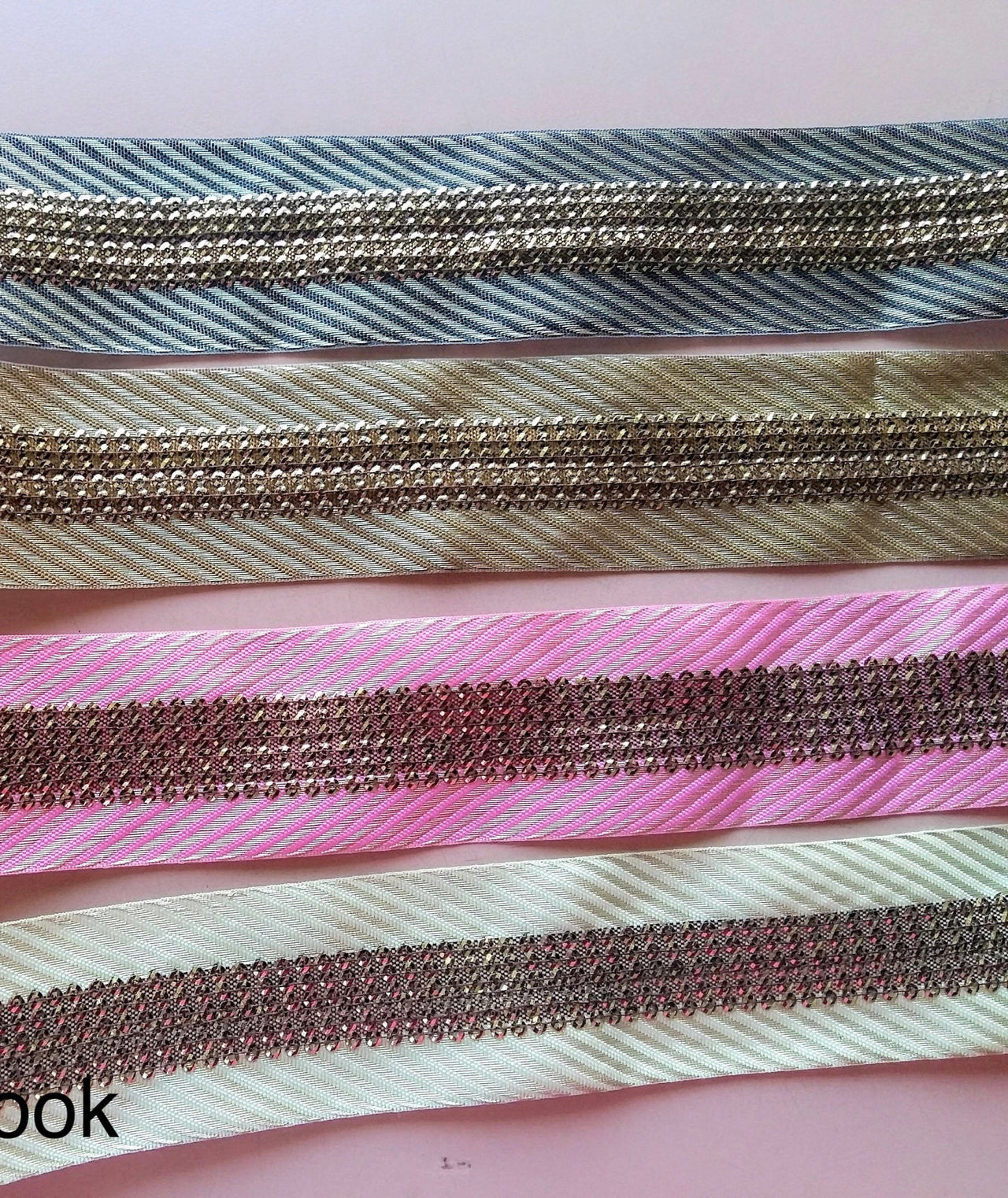 Indian Lace Trim Stripes Embroidered Lace Trim 38mm Wide, Trimming, Decorative Ribbon