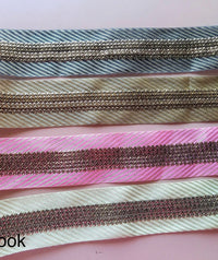 Thumbnail for Indian Lace Trim Stripes Embroidered Lace Trim 38mm Wide, Trimming, Decorative Ribbon