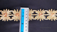 Thumbnail for Embroidered Silver And Gold Zardozi Floral Trim, Threadwork Lace, Indian Trim