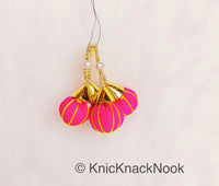 Thumbnail for Fuchsia Pink Tassels Art Silk Fabric Balls Bunch, Latkan, Embellishments