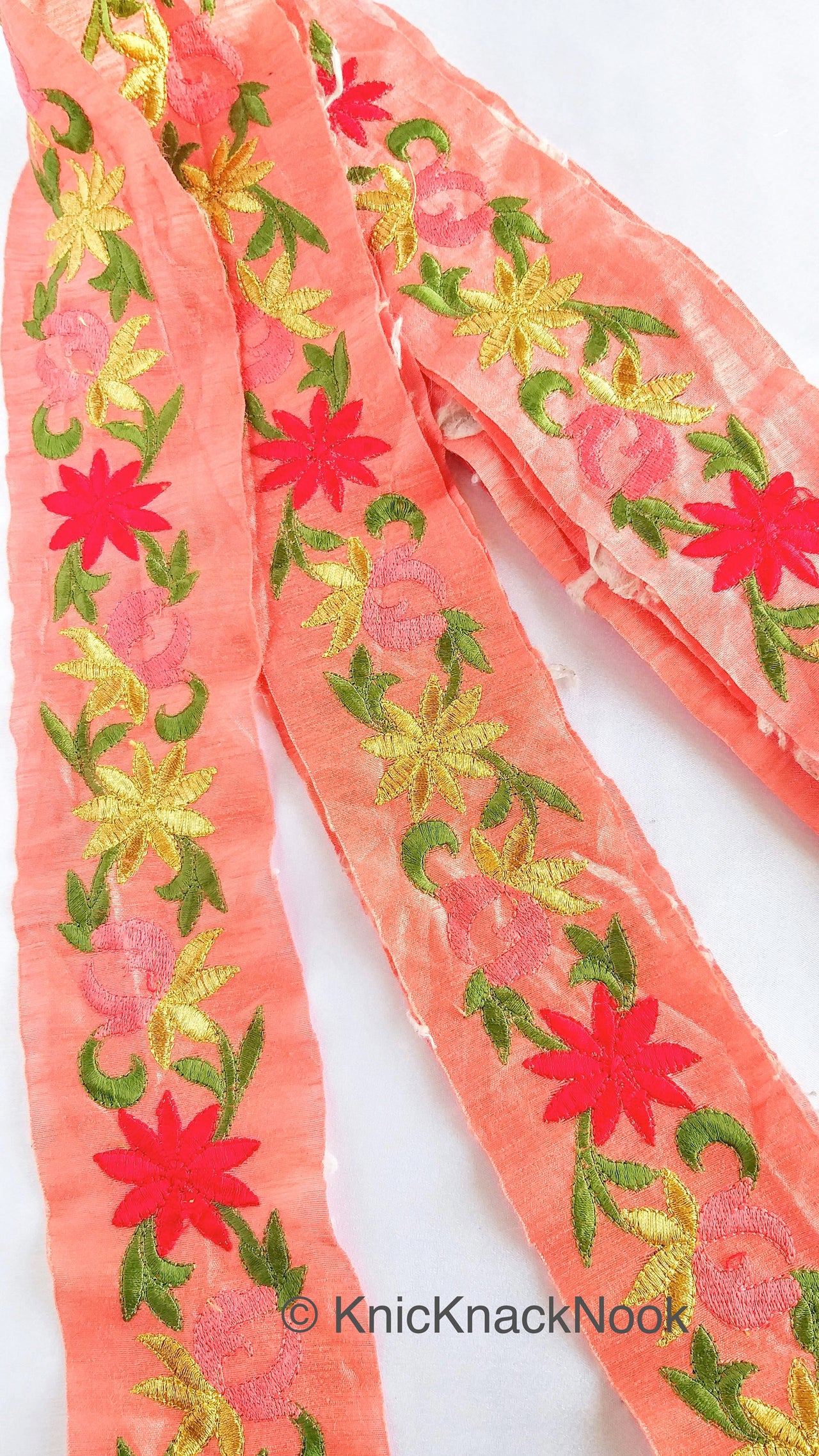 Salmon Pink Art Silk Fabric Trim