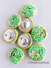Thumbnail for Hand Embroidered Green Buttons