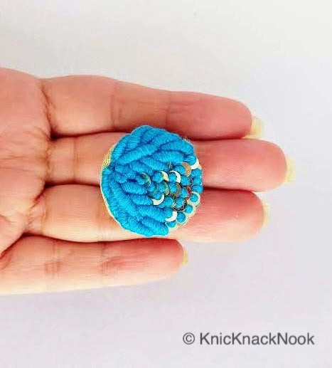 Hand Embroidered Blue Buttons