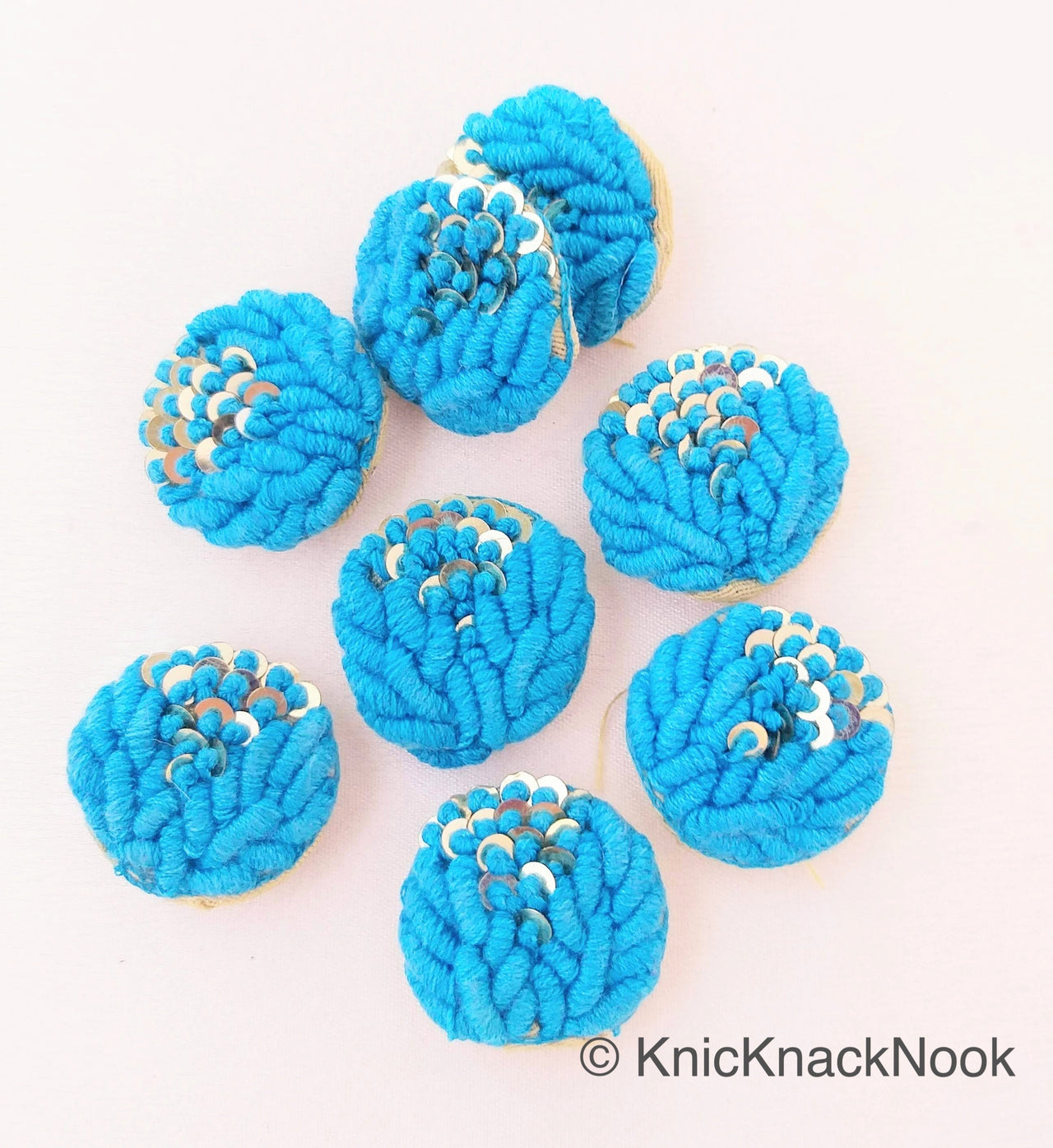 Hand Embroidered Blue Buttons