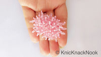 Thumbnail for Handmade Pink Beaded Oblong Applique, Sequinned Beads Applique Motif