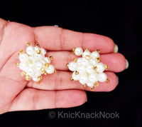 Thumbnail for White Pearl Tassels Latkan, Indian Latkans, Gold Beaded Danglers