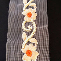 Thumbnail for Beige Net Trim With Floral Embroidery, Pearl Beads Trim, Beaded Trim