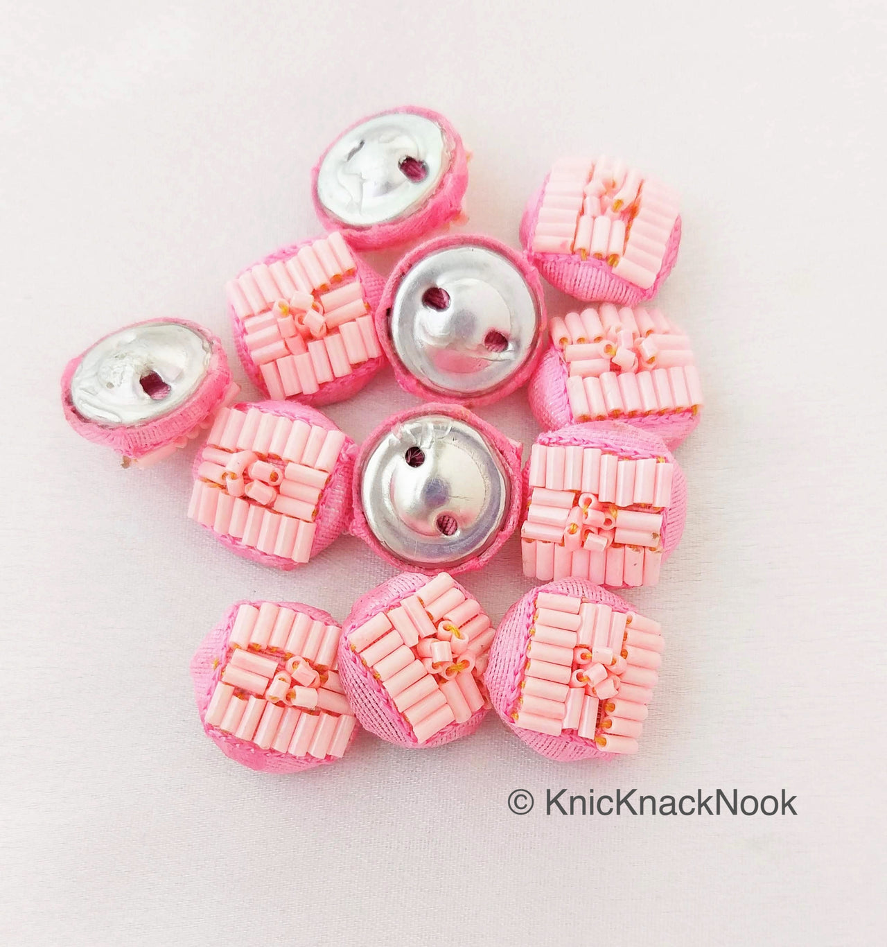 Hand Embroidered Designer Pink Buttons