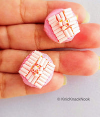 Thumbnail for Hand Embroidered Designer Pink Buttons