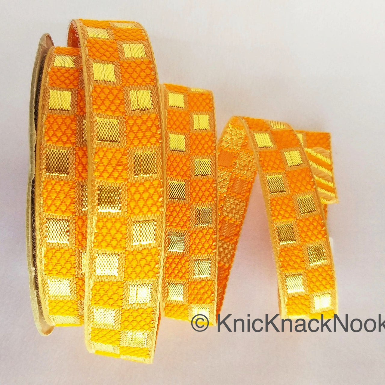 Yellow and Gold Jacquard Weaving Trim, Trim By 2 Yards, Craft Decorative Ribbon