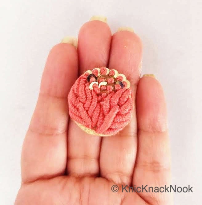 Hand Embroidered Coral Buttons